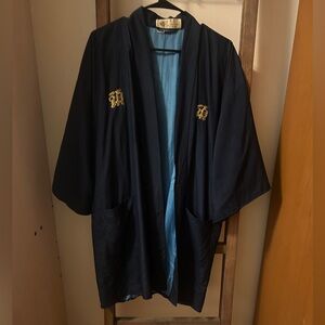 Navy Blue Kimono with Gold Embroidery